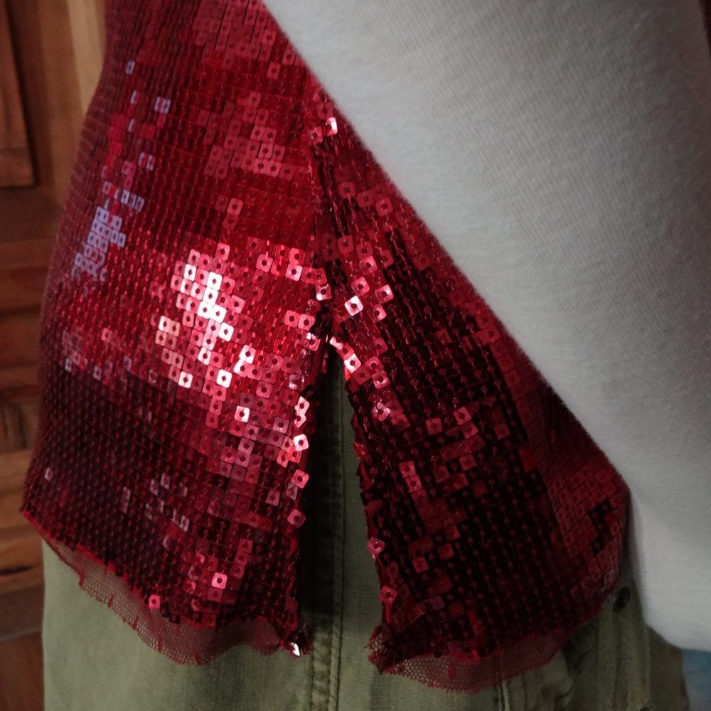 Free People Intimately Sequined Tank Cherry Red M - Picture 4 of 6